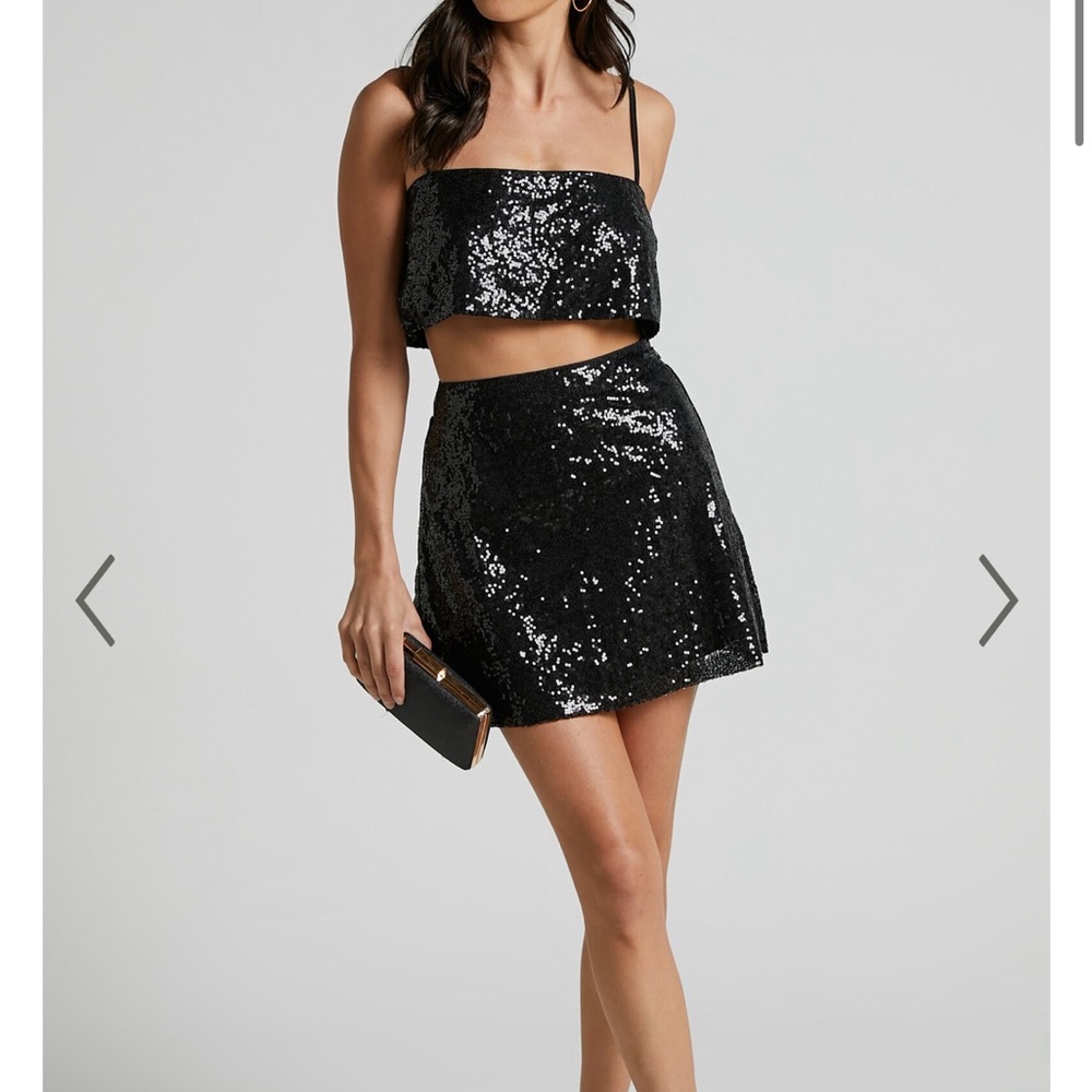 Showpo Black Sequin Outfit Size 4/6